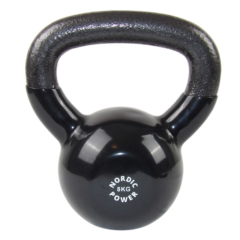 Kettlebell 8 Kg. Sort Støbejern og Vinyl - NORDIC POWER